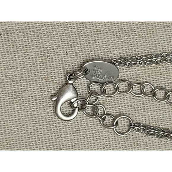 Lavender Charm Crystal Necklace Hammered Look Silver Tone Beads Lia Sophia - Picture 7 of 8